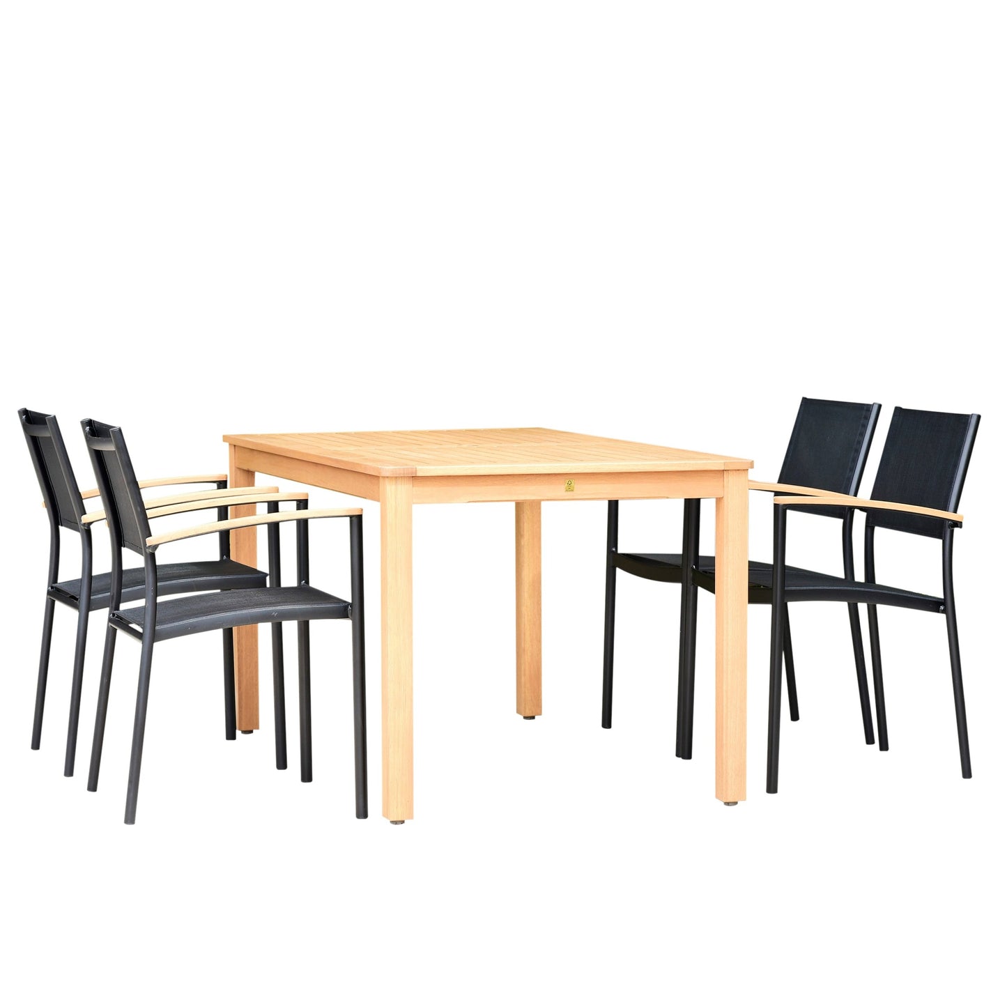 Ubuntu Patio Set | Teak Finish, 5-Piece Rectangular, FSC Eucalyptus Wood