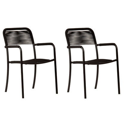 Luna Patio Chairs | Aluminum Frame, Rope Seat | Outdoor Dining, Indoors (Black, 2-Piece)