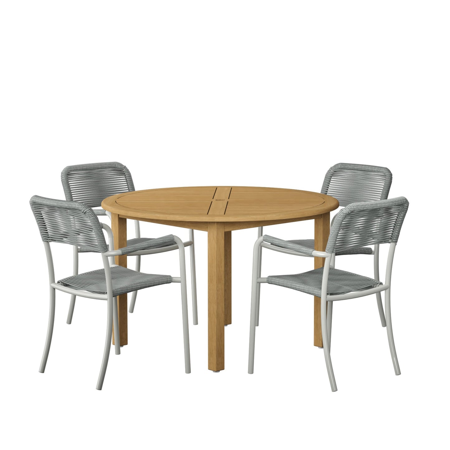5-P Round Dining Set | Teak Finish 100% FSC Solid Wood