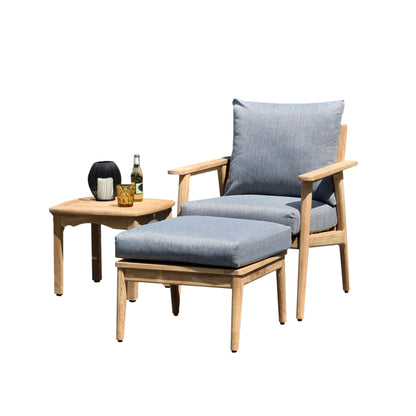 Madison Deluxe 3-Piece Patio Relax Seating Set | 100% Teak Furniture with Olefin and Washable Cushions