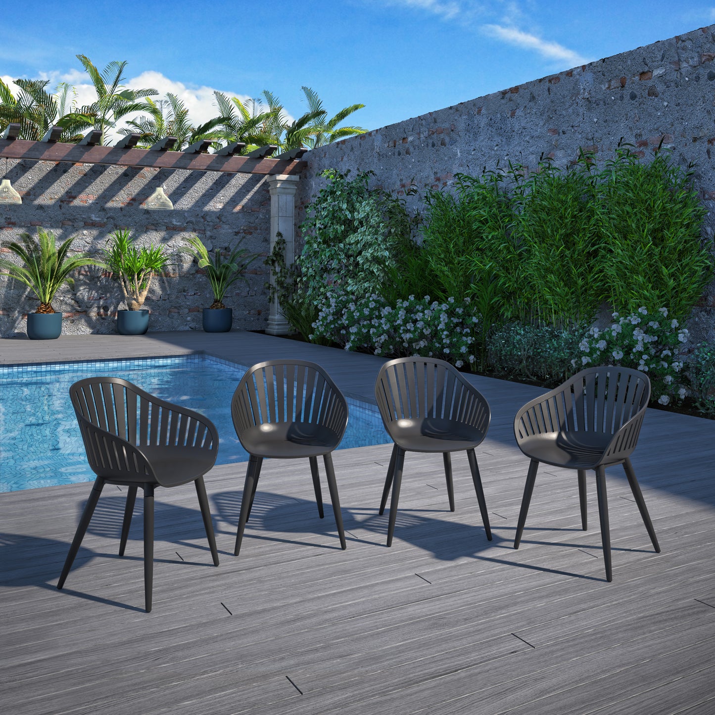 Atos 11-Piece | Maintenance-Free Aluminum | |Ideal for Backyard, Outside Table and Chairs, Rectangular Outdoor Dining Set for 10