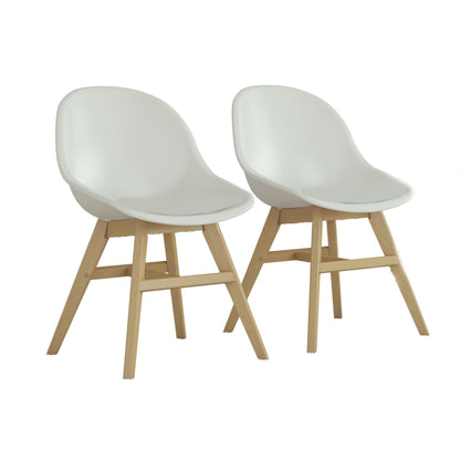 Terra Patio Chairs | Teak Finish, White Resin Seat | Outdoor Dining, Indoors (White, 2-Piece)