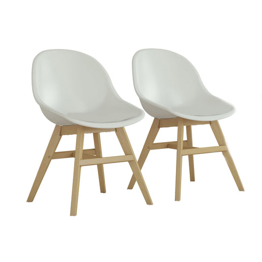 Terra Patio Chairs | Teak Finish, White Resin Seat | Outdoor Dining, Indoors (White, 2-Piece)