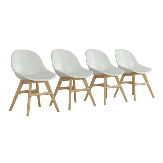 Terra Patio Chairs | Teak Finish, White Resin Seat | Outdoor Dining, Indoors (White, 4-Piece)