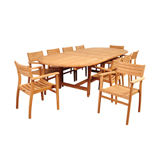 11-P Oval Dining Set | 100% FSC Teak Wood