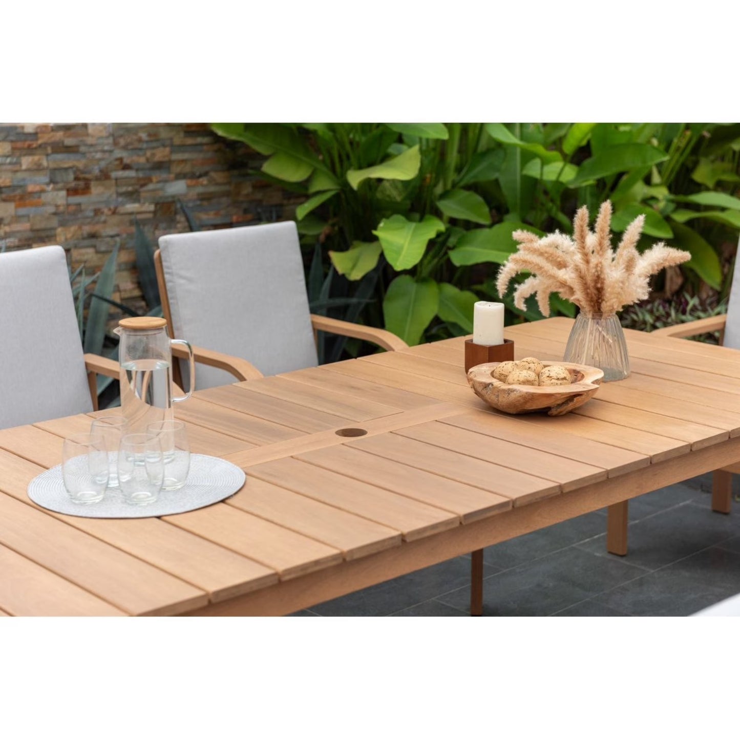 Berry 9Pc Outdoor Patio FSC Wood Dining Set With Cushions Hermes 9Pc Outdoor Patio FSC Wood Dining Set With Cushions Hermes 9Pc Outdoor Patio FSC Wood Dining Se