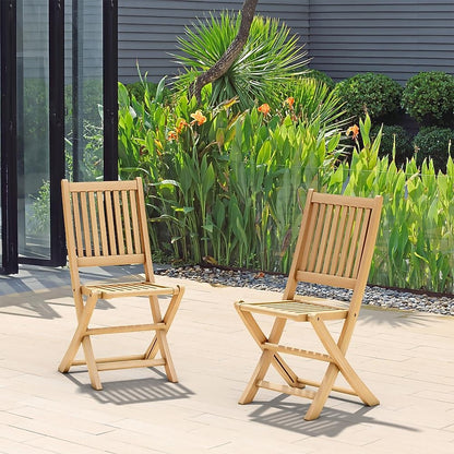 Amazonia Amazonia Teak Set of 2 Brown Wood Frame Stationary Dining Chair with Slat Seat