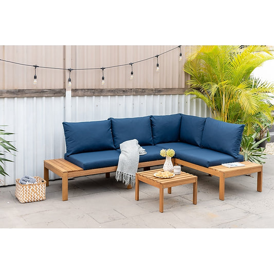 Amazonia 3-Piece Patio Conversation Set with Blue Cushions Included