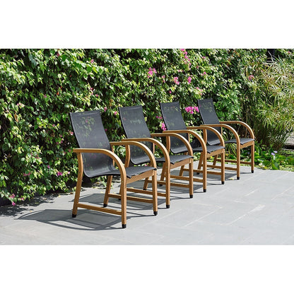 Amazonia Amazonia Set of 4 Black Stationary Dining Chair with Solid Seat