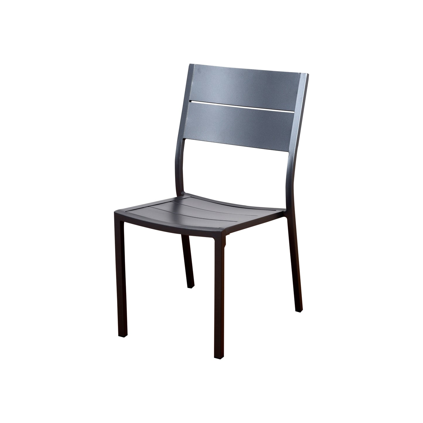 Amazonia Atlantic Set of 4 Stackable Grey Aluminum Frame Stationary Dining Chair with Gray Solid Seat