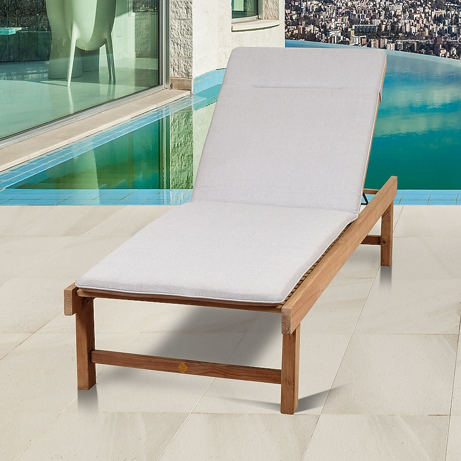 Amazonia Outdoor Brown Wood Frame Stationary Chaise Lounge Chair with Brown Cushioned Seat