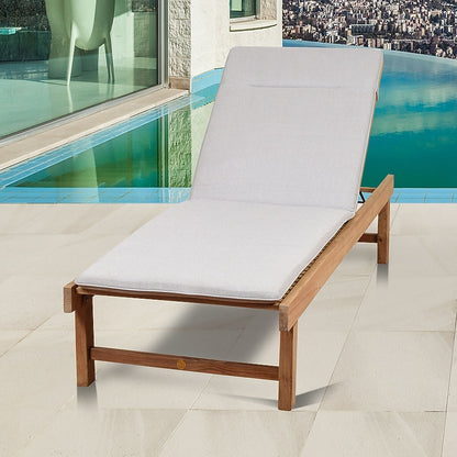 Amazonia Outdoor Brown Wood Frame Stationary Chaise Lounge Chair with Brown Cushioned Seat