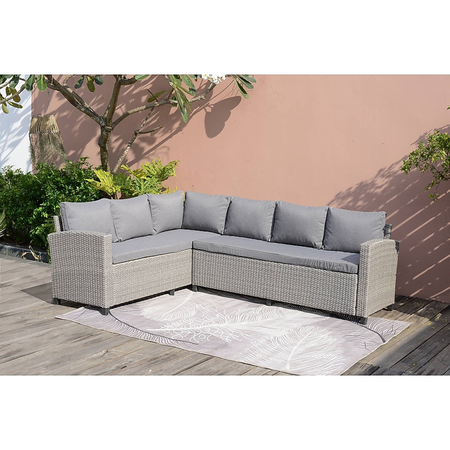 Amazonia Outdoor Wicker Outdoor Sofa with Gray Cushions and Wicker Frame