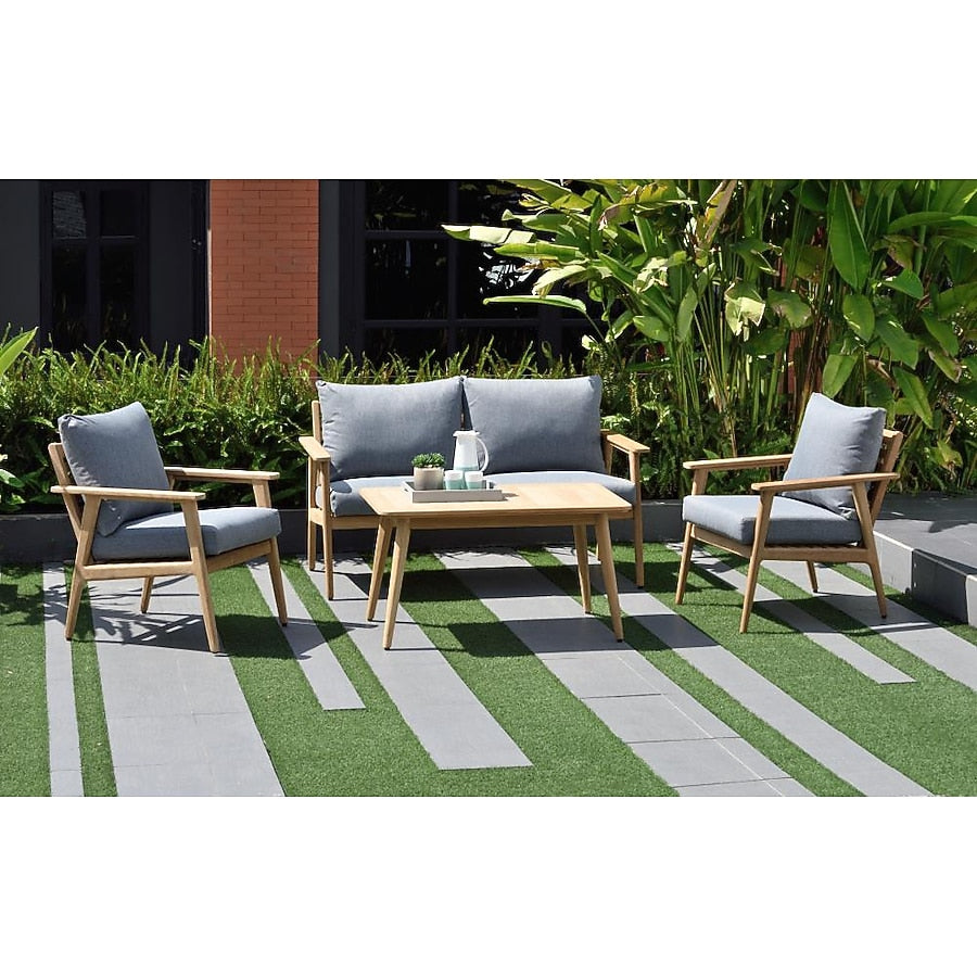 Amazonia Amazonia Teak 4 -Piece Patio Conversation Set with Brown Cushions Included