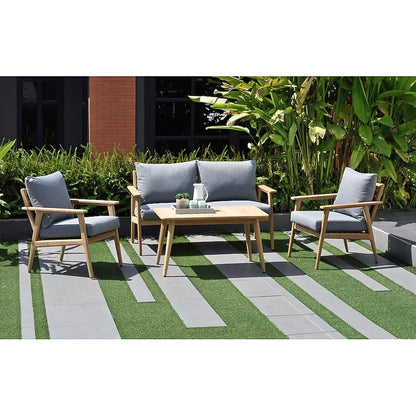 Amazonia Amazonia Teak 4 -Piece Patio Conversation Set with Brown Cushions Included