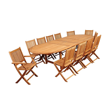 Amazonia Outdoor 13 -Piece Pale Patio Dining Set Wood Rectangle Table with 12 Stationary Chairs