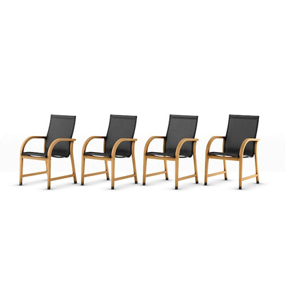 Amazonia Amazonia Set of 4 Black Stationary Dining Chair with Solid Seat