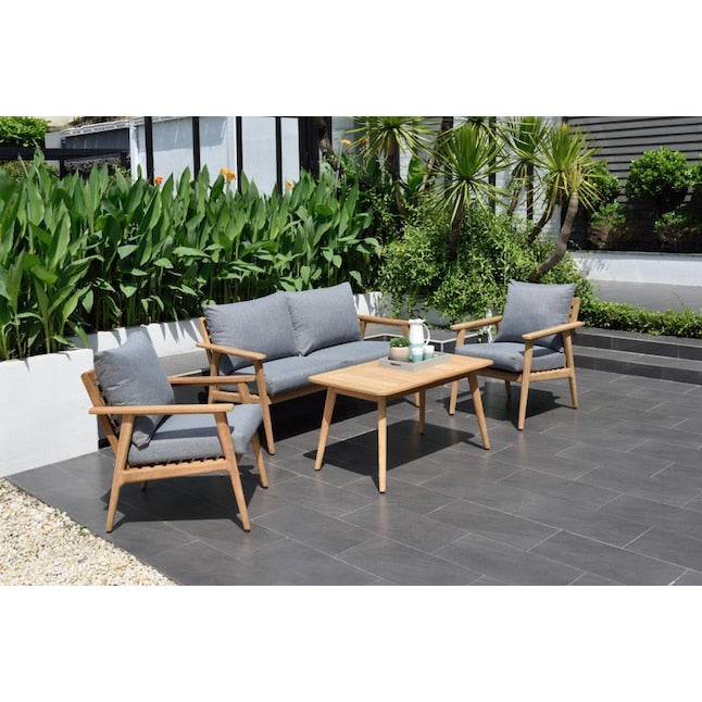 Amazonia Amazonia Teak 4 -Piece Patio Conversation Set with Brown Cushions Included