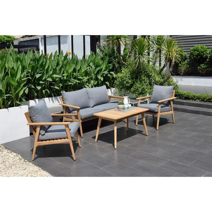 Amazonia Amazonia Teak 4 -Piece Patio Conversation Set with Brown Cushions Included