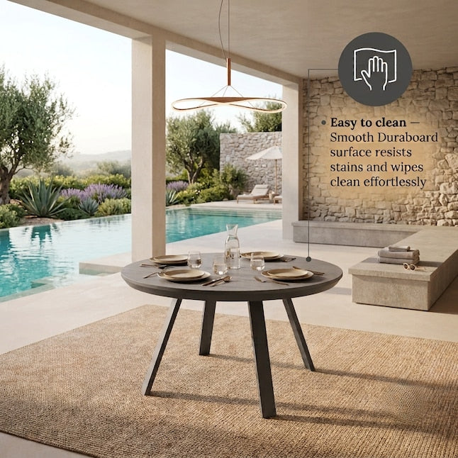 Amazonia 5 -Piece Gray Patio Dining Set Aluminum Round Table with 4 Gray Stationary Chairs