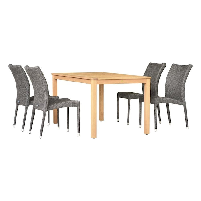 Amazonia Outdoor 9 -Piece White Patio Dining Set Wood Rectangle Table with 8 Stationary Chairs