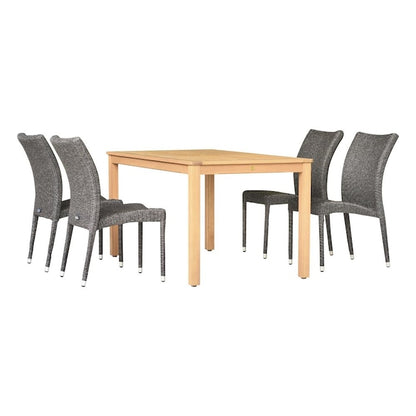 Amazonia Outdoor 9 -Piece White Patio Dining Set Wood Rectangle Table with 8 Stationary Chairs