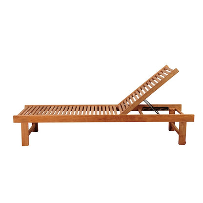 Amazonia Outdoor Brown Wood Frame Stationary Chaise Lounge Chair with Brown Cushioned Seat