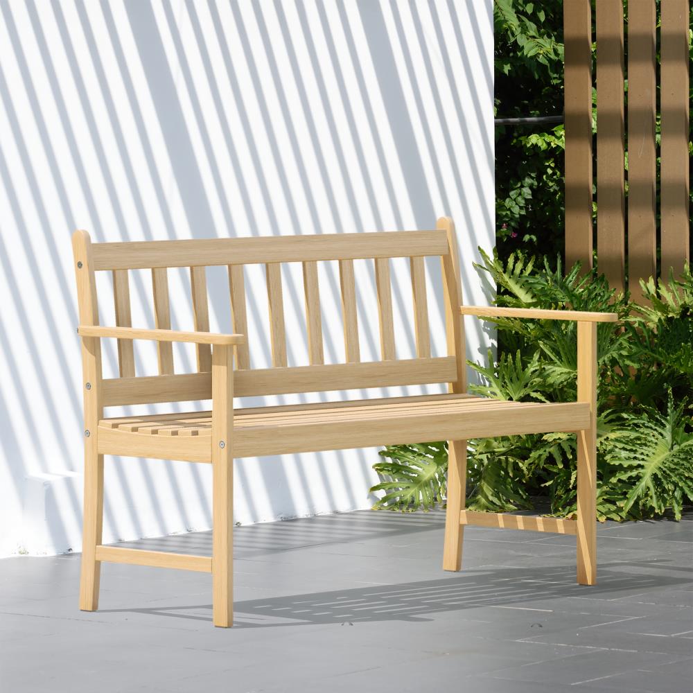 Amazonia Outdoor Eucalyptus 47-in W x 28-in H Brown Eucalyptus Garden Bench