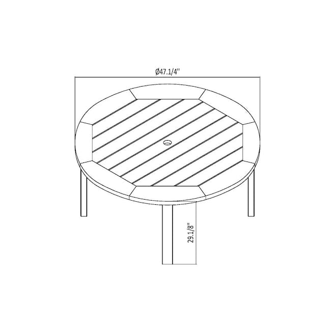 Amazonia Amazonia 5 -Piece Natural Patio Dining Set Wood Round Table with 4 Cushions Stationary Chairs