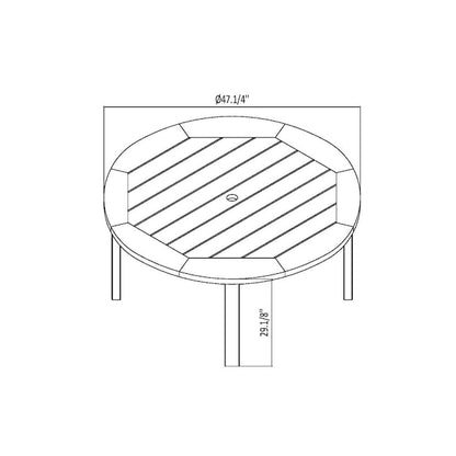 Amazonia Amazonia 5 -Piece Natural Patio Dining Set Wood Round Table with 4 Cushions Stationary Chairs