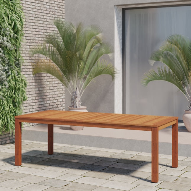 Amazonia Outdoor Eucalyptus 9 -Piece Brown Patio Dining Set Wood Rectangle Table with 8 Brown Stationary Chairs