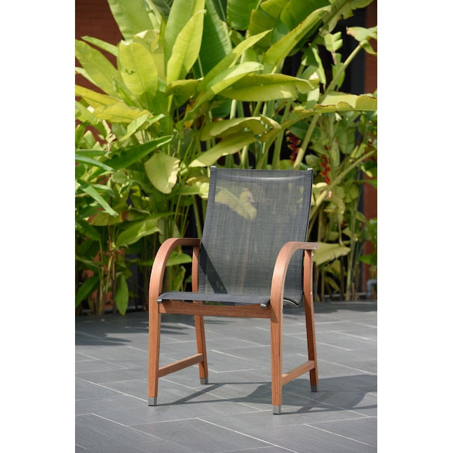 Amazonia Amazonia Set of 4 Black Stationary Dining Chair with Solid Seat