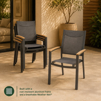Amazonia 5 -Piece Gray Patio Dining Set Aluminum Round Table with 4 Gray Stationary Chairs