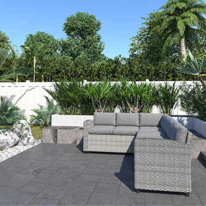 Amazonia Outdoor Wicker Outdoor Sofa with Gray Cushions and Wicker Frame