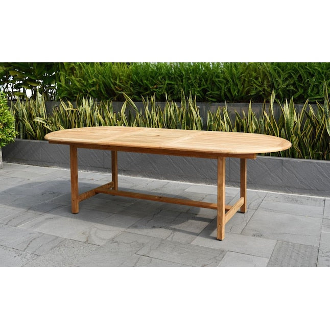 Amazonia Outdoor 11-Piece Natural Patio Dining Set Extendable Table Wood Rectangle Table with 10 Stationary Chairs