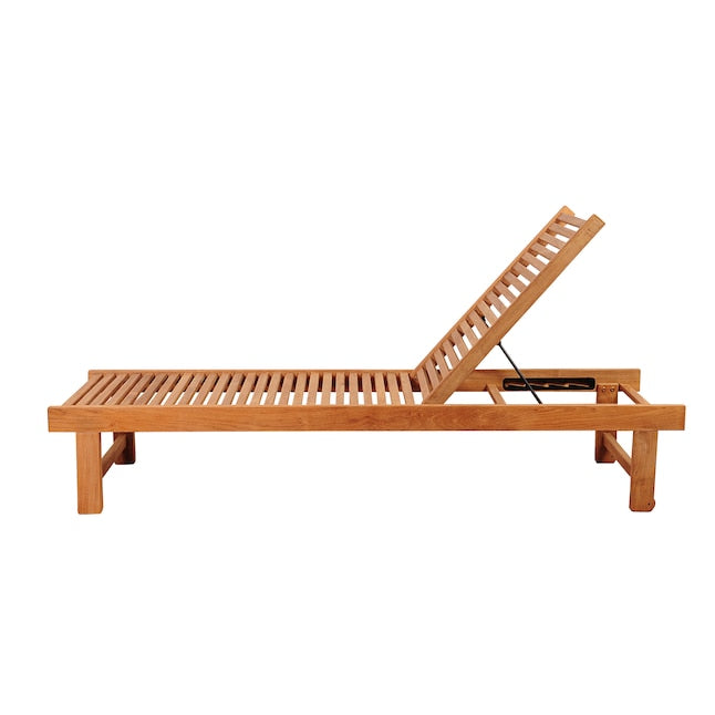 Amazonia Outdoor Brown Wood Frame Stationary Chaise Lounge Chair with Brown Cushioned Seat