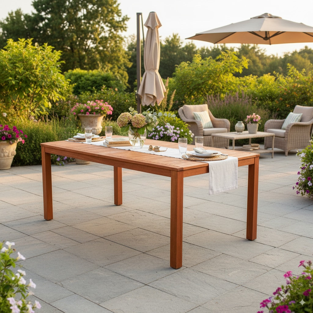 Amazonia Outdoor 9-Piece Black Patio Dining Set Wood Rectangle Table with 8 Stationary Chairs