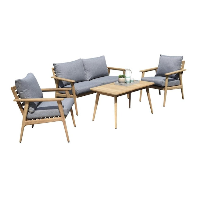 Amazonia Amazonia Teak 4 -Piece Patio Conversation Set with Brown Cushions Included