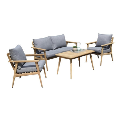 Amazonia Amazonia Teak 4 -Piece Patio Conversation Set with Brown Cushions Included