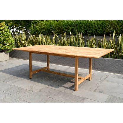 Amazonia Outdoor 9 -Piece Gray Patio Dining Set Extendable Table Teak Rectangle Table with 8 Stackable Stationary Chairs