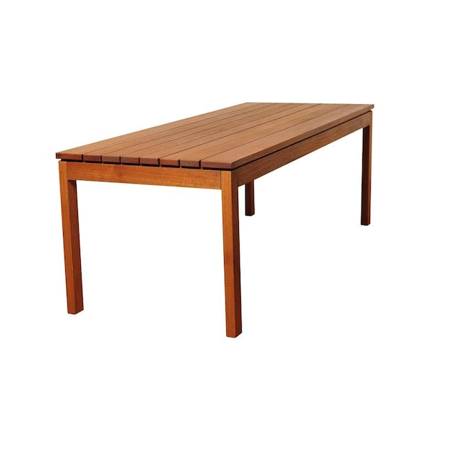 Amazonia 9 -Piece Brown Patio Dining Set Eucalyptus Rectangle Table with 8 Brown Cushions Stationary Chairs