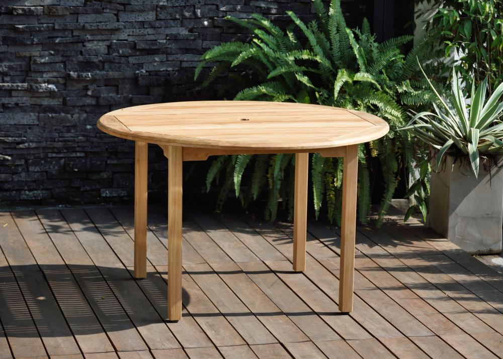 Amazonia 5-Piece Brown Patio Dining Set Wood Round Table with 4 Stationary Chairs