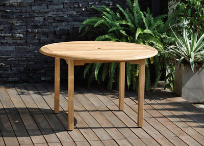 Amazonia 5-Piece Brown Patio Dining Set Wood Round Table with 4 Stationary Chairs