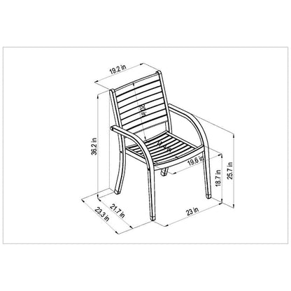 Amazonia Set of 4 Stackable Dark Finish Wood Frame Stationary Dining Chair with Slat Seat