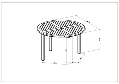 Amazonia Outdoor 5-Piece Black Patio Dining Set Wood Round Table with 4 Stationary Chairs