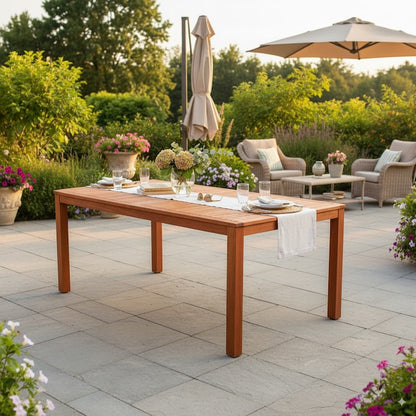 Amazonia Outdoor 9 -Piece White Patio Dining Set Wood Rectangle Table with 8 Stationary Chairs