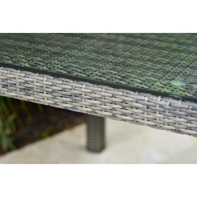 Amazonia 9-Piece Grey Wicker Patio Dining Set Wicker Rectangle Table with 8 Stationary Chairs