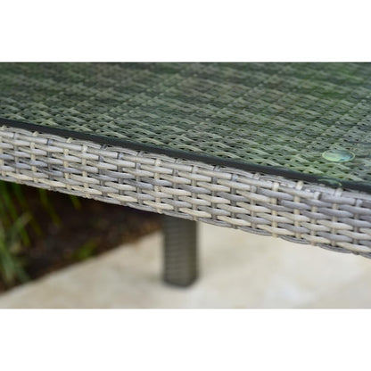 Amazonia 9-Piece Grey Wicker Patio Dining Set Wicker Rectangle Table with 8 Stationary Chairs