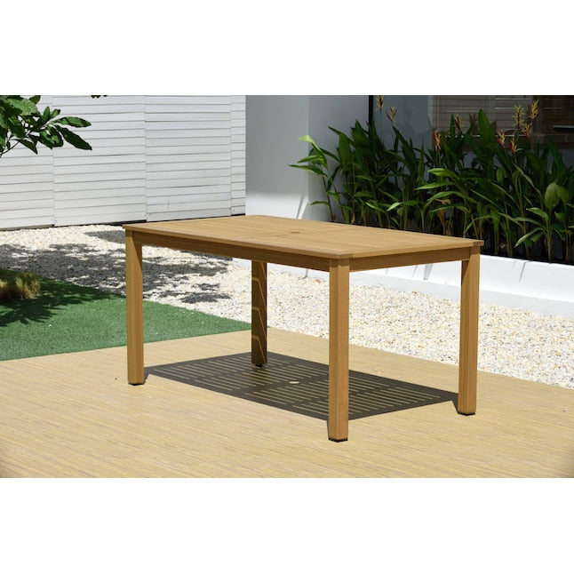 Amazonia International Home 7 -Piece Wood Patio Dining Set Wood Rectangle Table with 6 Stationary Chairs