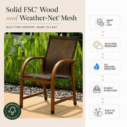Amazonia Outdoor Eucalyptus 9 -Piece Brown Patio Dining Set Wood Rectangle Table with 8 Brown Stationary Chairs